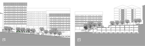 Edificación Itark Urbanización y garajes Errenteria alzado